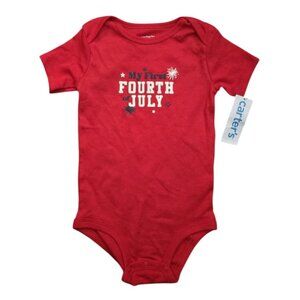 Carters My First Fourth Of July Baby Bodysuit Red Short Sleeve 24M 100% Cotton
